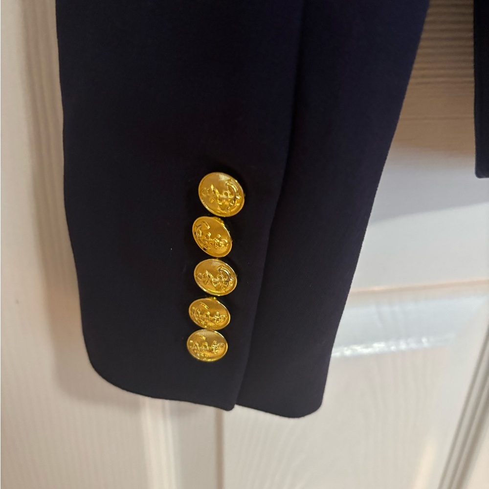 Aqua Women's Navy Blazer with Gold Button - Picture 5 of 5